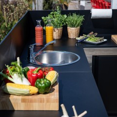 Ripiano Angolare Cucina Eno Nero e Inox