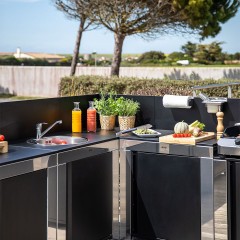 Ripiano Angolare Cucina Eno Nero e Inox