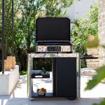 CARRELLO ACHILLE INOX CON ANTE PER PLANCHA