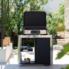 CARRELLO ACHILLE INOX CON ANTE PER PLANCHA