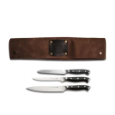 Set 3 Coltelli da Barbecue e Custodia in Pelle