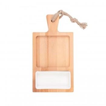 Tagliere Vassoio in Legno con Ciotoline 35 cm GRLLR