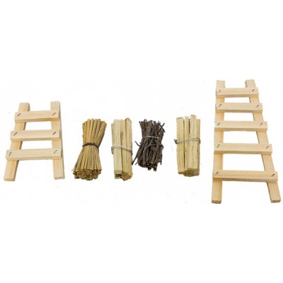 Kit Accessori per Presepe Miniature di Scale e Fascine di Legno 43709