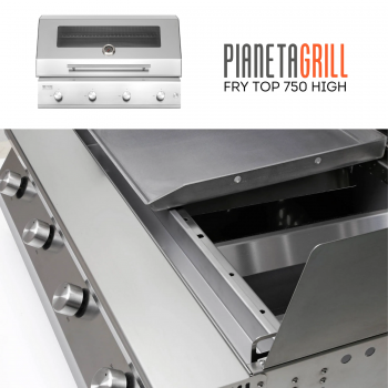 Barbecue a Gas 4 Fuochi Fry Top 750 con Carrello