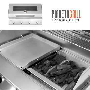 Barbecue a Gas 4 Fuochi Fry Top 750 con Carrello