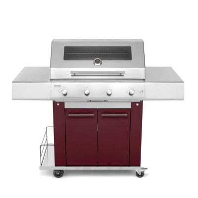 Barbecue a Gas 4 Fuochi Fry Top 750 con Carrello