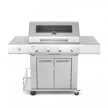 Barbecue a Gas 4 Fuochi Fry Top 750 con Carrello