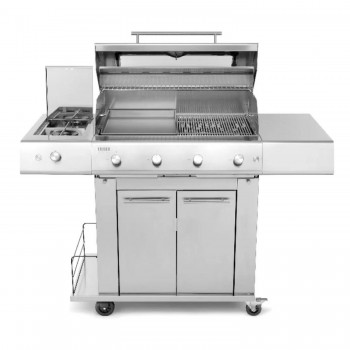Barbecue a Gas 4 Fuochi Fry Top 750 con Carrello