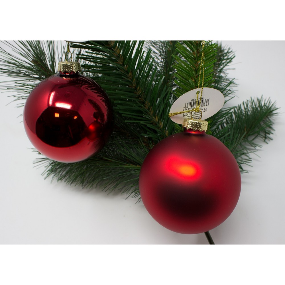 Palline Natale.Set Da 12 Sfere Natalizie Di Vetro Da 8 Cm Rosso Metallizzato E Rosso Lucido 47586 Ivostore