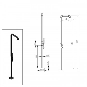 Doccia per Esterno Chia in Acciaio Inox Satinato