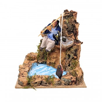 Il Pescatore 17x17 cm Pastore per Presepe in Movimento