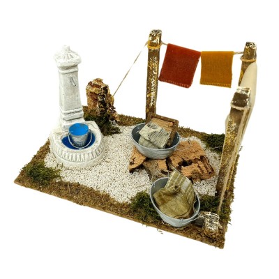 Fontana con Panni Stesi 20 x 14 x 12 cm per Presepe 12008