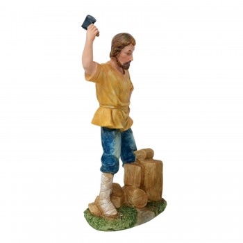 Statua in Resina Statua per Presepe Il Taglialegna 30 cm
