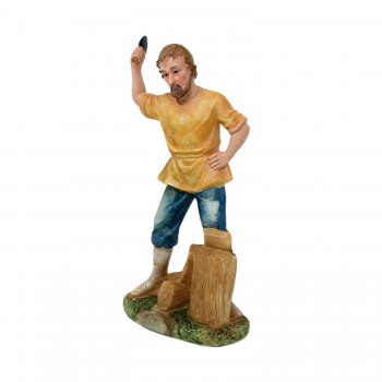 Statua in Resina Statua per Presepe Il Taglialegna 30 cm