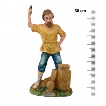 Statua in Resina Statua per Presepe Il Taglialegna 30 cm