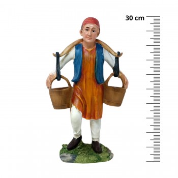 Statua per Presepe Personaggio in Resina Uomo con Secchi 30 cm
