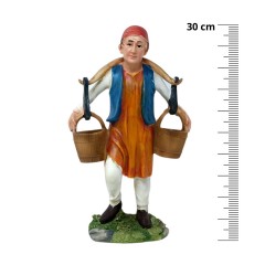 Statua per Presepe Personaggio in Resina Uomo con Secchi 30 cm