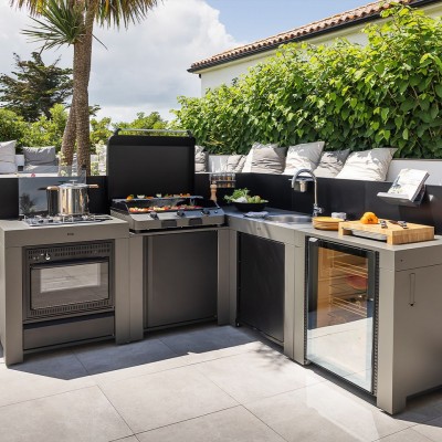 Modulo Cucina 80 con Frigorifero 115L Grigio Scuro