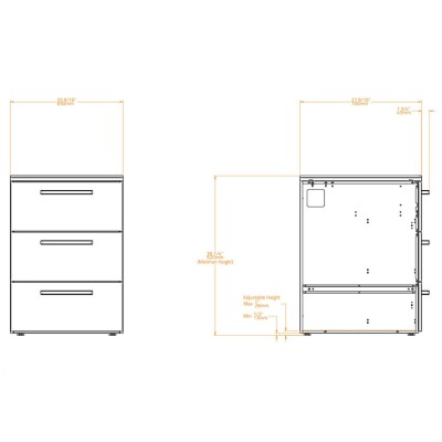 Modulo Cassettiera CT 60 con 3 Cassetti Bianco Perla