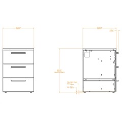 Modulo Cassettiera CT 60 con 3 Cassetti Bianco Perla