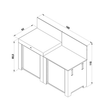 Cucina Esterna Essential Inox 160 cm