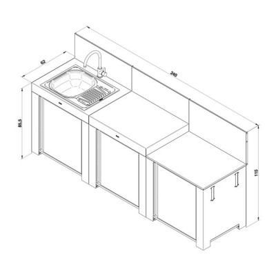 Cucina Esterna Eno Classic Inox 240 cm