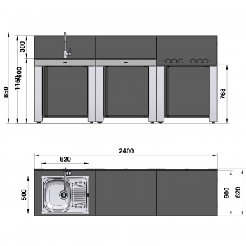 Cucina Esterna Eno Classic Inox 240 cm