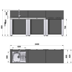 Cucina Esterna Eno Classic Inox 240 cm