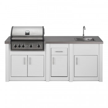 Cucina da Esterno Completa Bianca Alukitchen Pro Elite con Lavello