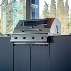 Cucina da Esterno Completa Barbecue, Fornello e Lavello