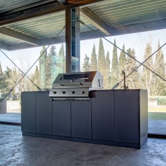Cucina da Esterno Completa Barbecue, Fornello e Lavello