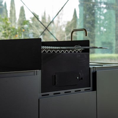 Cucina da Esterno Completa Barbecue a Carbone e Lavello