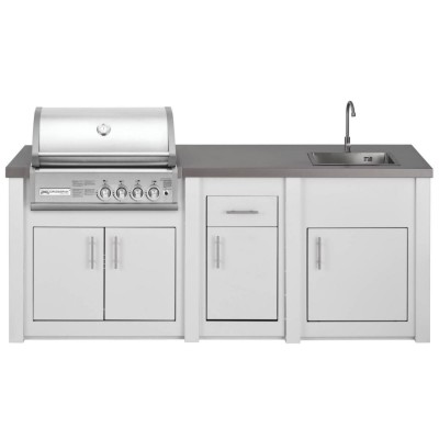 Cucina da Esterno Completa Bianca Alukitchen Crossray con Lavello Grandpro