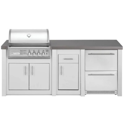 Cucina da Esterno Completa Bianca Alukitchen Crossray con Frigo Grandpro