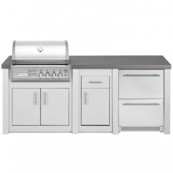 Cucina da Esterno Completa Bianca Alukitchen Crossray con Frigo Grandpro
