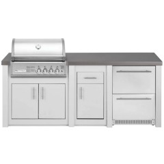 Cucina da Esterno Completa Bianca Alukitchen Crossray con Frigo Grandpro
