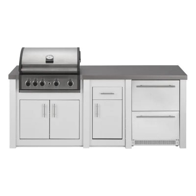 Cucina da Esterno Completa Bianca Alukitchen Pro Elite con Frigo Grandpro