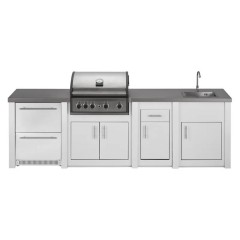 Cucina da Esterno Completa Bianca Alukitchen Pro Elite con Frigo e Lavello