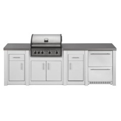 Cucina da Esterno Completa Bianca Alukitchen Pro Elite con Frigo e Piani di Lavoro
