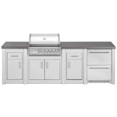 Cucina da Esterno Completa Bianca Alukitchen Crossray con Frigo e Piani di Lavoro