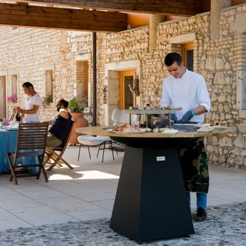 Barbecue a Legna Nero con Piastra in Acciaio 100 cm
