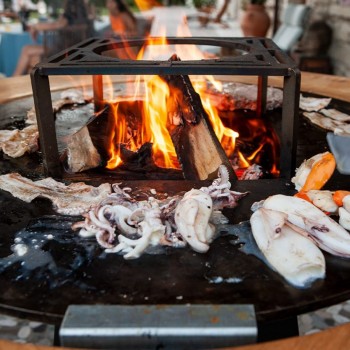 Barbecue a Legna in Corten con Piastra in Acciaio 100 cm