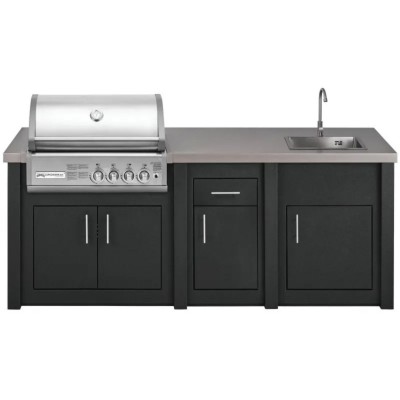 Cucina da Esterno Completa Grafite Alukitchen Crossray con Lavello