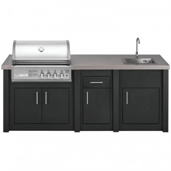 Cucina da Esterno Completa Grafite Alukitchen Crossray con Lavello