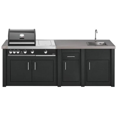 Cucina da Esterno Completa Grafite Alukitchen Maxim Plus con Lavello