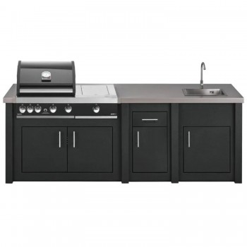 Cucina da Esterno Completa Grafite Alukitchen Maxim Plus con Lavello