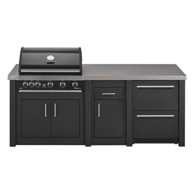 Cucina da Esterno Completa Grafite Alukitchen Maxim con Frigo