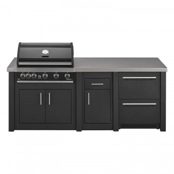Cucina da Esterno Completa Grafite Alukitchen Maxim con Frigo