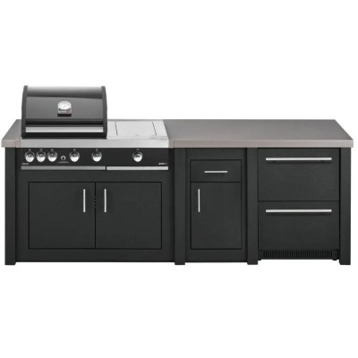 Cucina da Esterno Completa Grafite Alukitchen Maxim Plus con Frigo Grandpro