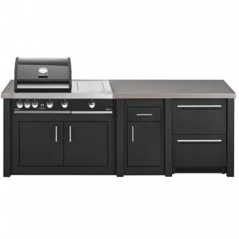 Cucina da Esterno Completa Grafite Alukitchen Maxim Plus con Frigo Grandpro